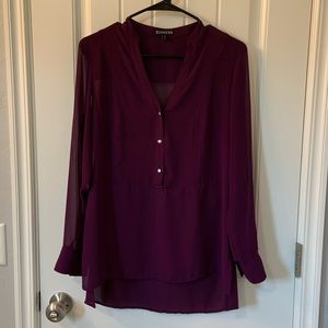 Express Sheer Blouse - Maroon/Purple
